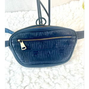 KAM Faux Leather Fanny Pack Waist Bag Navy Blue